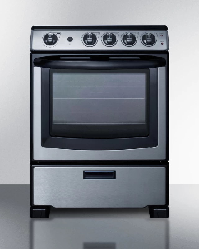 Summit 24" Wide Electric Range & Convertible Hood Stainless Steel REXH24RSS Picture 1