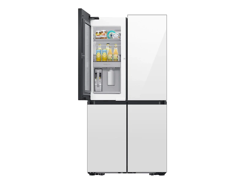 Bespoke Counter Depth 4-Door Flex™ Refrigerator (23 cu. ft.) with Beverage Center™ in White Glass – (with Customizable Door Panel Colors) RF23DB960012AA