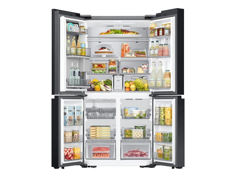 Bespoke Counter Depth 4-Door Flex™ Refrigerator (23 cu. ft.) with Beverage Center™ in White Glass – (with Customizable Door Panel Colors) RF23DB960012AA
