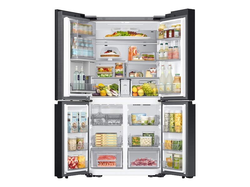 Bespoke Counter Depth 4-Door Flex™ Refrigerator (23 cu. ft.) with Beverage Zone™ and Auto Open Door in Stainless Steel RF23DB9750QLAA