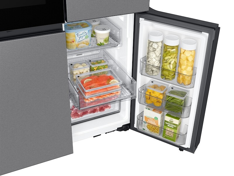 Bespoke Counter Depth 4-Door Flex™ Refrigerator (23 cu. ft.) with Beverage Zone™ and Auto Open Door in Stainless Steel RF23DB9750QLAA