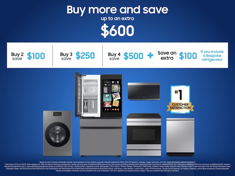 Bespoke Counter Depth 4-Door Flex™ Refrigerator (23 cu. ft.) with Beverage Zone™ and Auto Open Door in Stainless Steel RF23DB9750QLAA