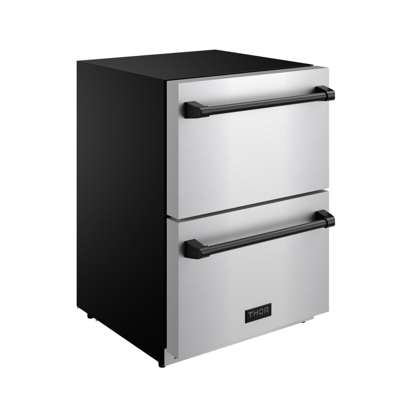 24" Undercounter Built-in Or Freestanding Drawer Refrigerator Stainless Steel/black Gordon Ramsay Series RF24UBLK