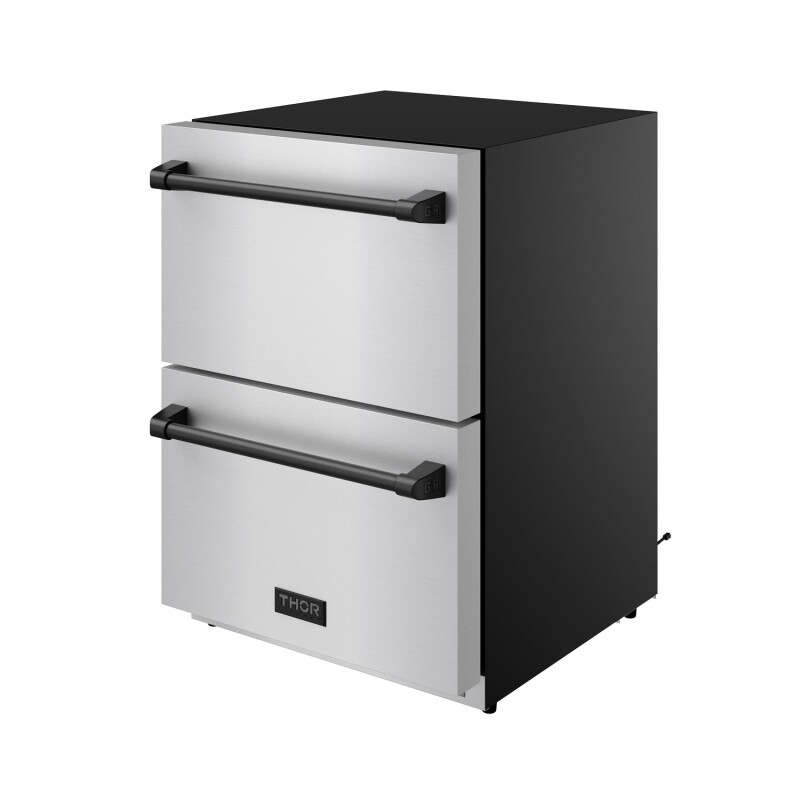 24" Undercounter Built-in Or Freestanding Drawer Refrigerator Stainless Steel/black Gordon Ramsay Series RF24UBLK