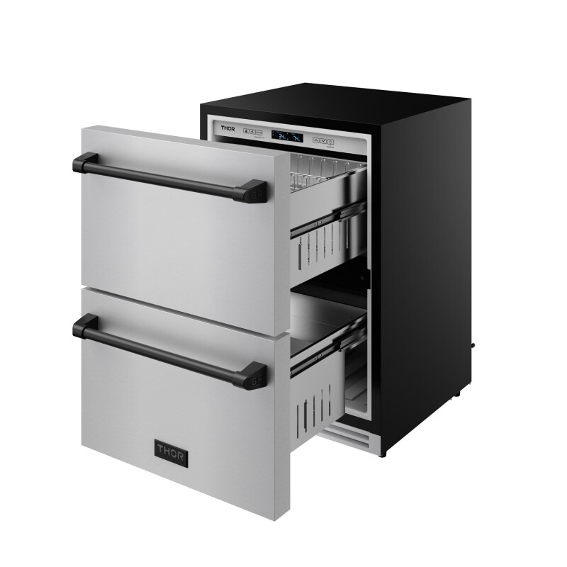 24" Undercounter Built-in Or Freestanding Drawer Refrigerator Stainless Steel/black Gordon Ramsay Series RF24UBLK