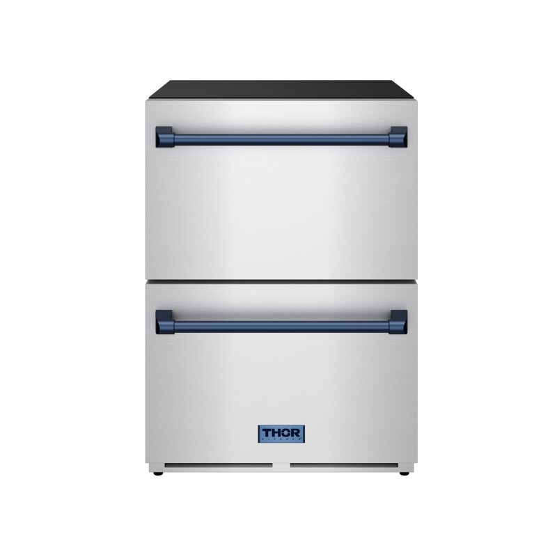 24" Undercounter Built-in Or Freestanding Drawer Refrigerator Stainless Steel/blue Gordon Ramsay Series RF24UBLU