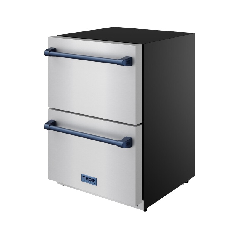 24" Undercounter Built-in Or Freestanding Drawer Refrigerator Stainless Steel/blue Gordon Ramsay Series RF24UBLU