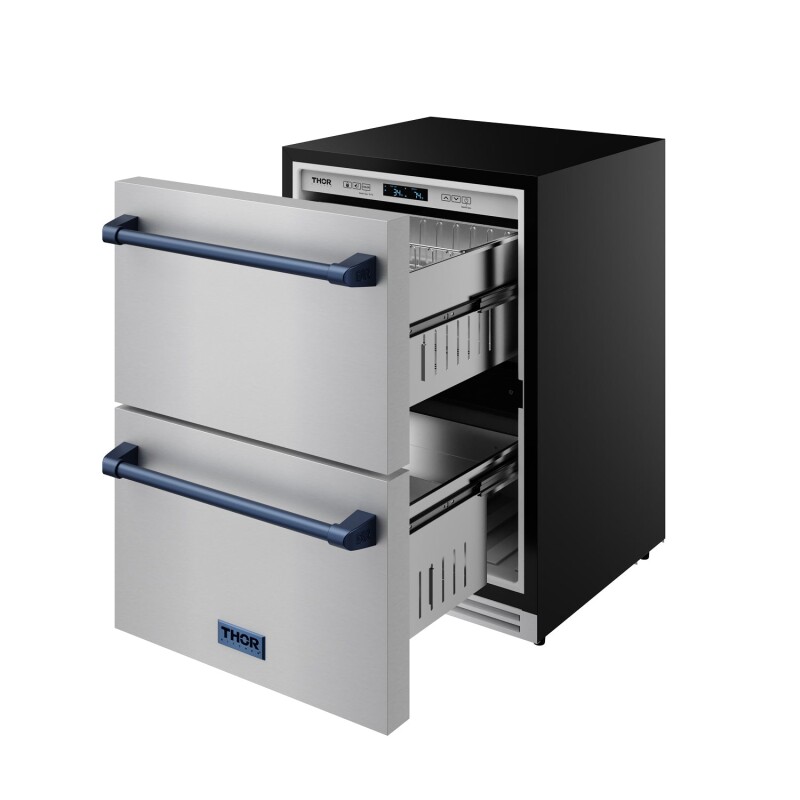 24" Undercounter Built-in Or Freestanding Drawer Refrigerator Stainless Steel/blue Gordon Ramsay Series RF24UBLU