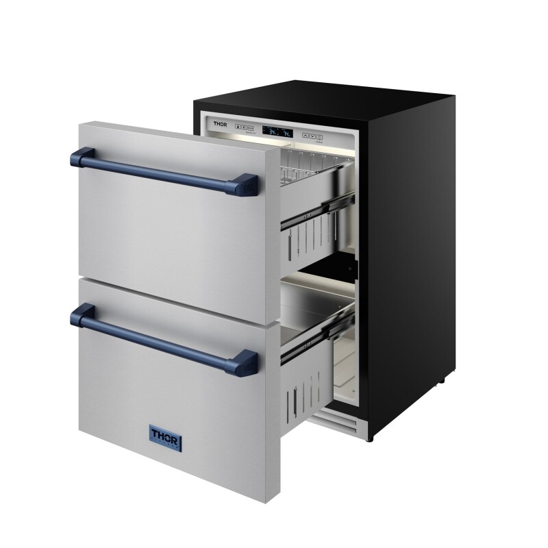 24" Undercounter Built-in Or Freestanding Drawer Refrigerator Stainless Steel/blue Gordon Ramsay Series RF24UBLU