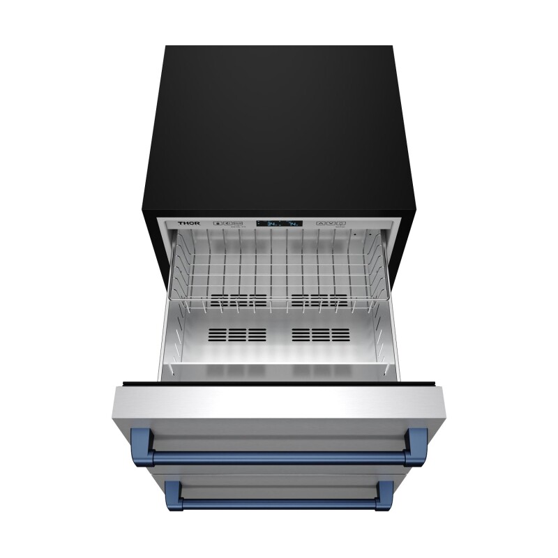 24" Undercounter Built-in Or Freestanding Drawer Refrigerator Stainless Steel/blue Gordon Ramsay Series RF24UBLU