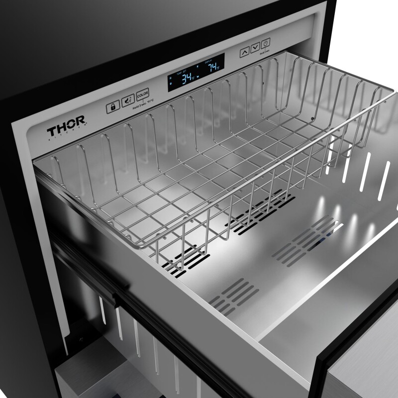24" Undercounter Built-in Or Freestanding Drawer Refrigerator Stainless Steel/blue Gordon Ramsay Series RF24UBLU