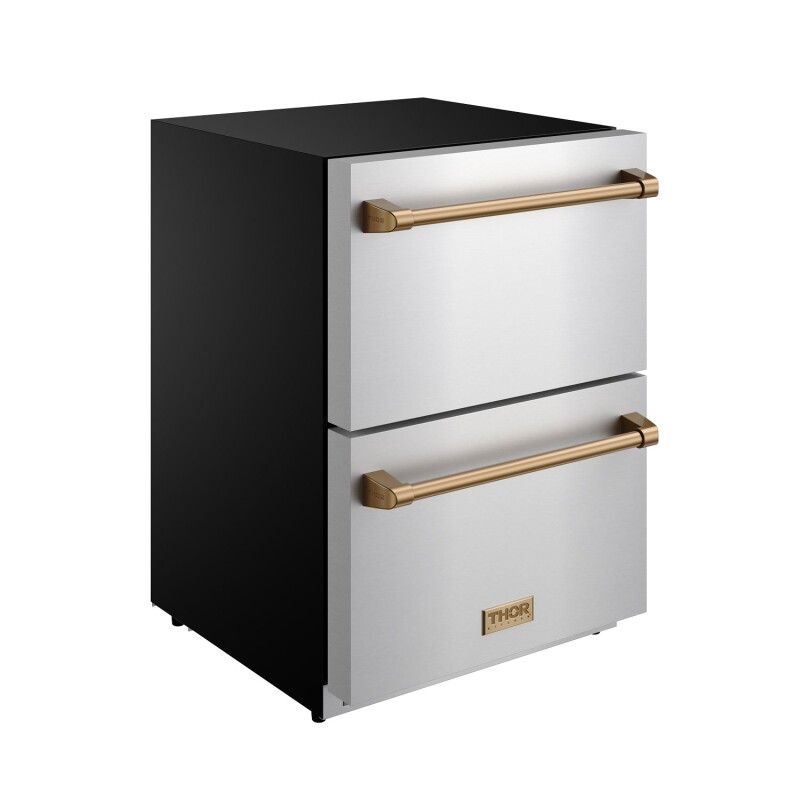 24" Undercounter Built-in Or Freestanding Drawer Refrigerator Stainless Steel/bronze Gordon Ramsay Series RF24UBRZ