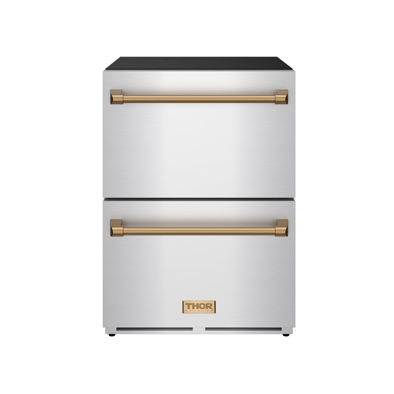 24" Undercounter Built-in Or Freestanding Drawer Refrigerator Stainless Steel/bronze Gordon Ramsay Series RF24UBRZ