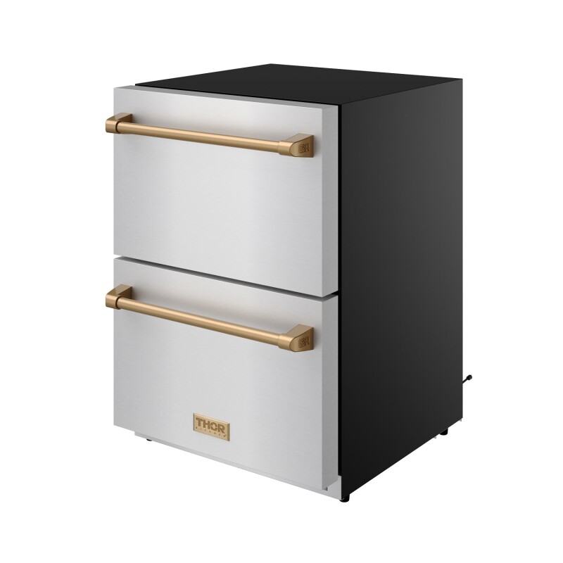 24" Undercounter Built-in Or Freestanding Drawer Refrigerator Stainless Steel/bronze Gordon Ramsay Series RF24UBRZ