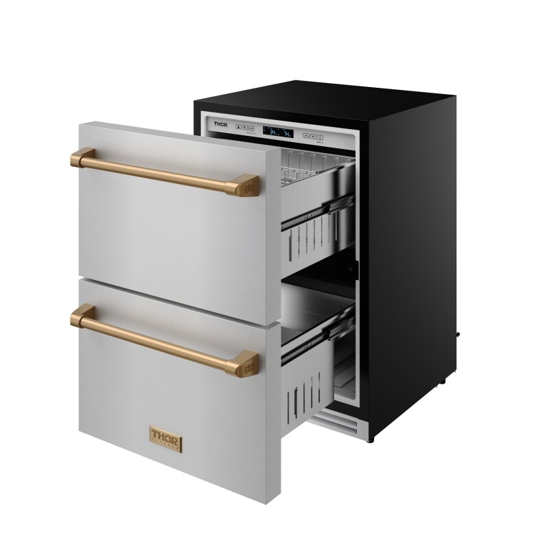 24" Undercounter Built-in Or Freestanding Drawer Refrigerator Stainless Steel/bronze Gordon Ramsay Series RF24UBRZ