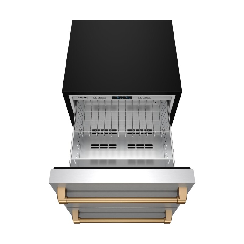 24" Undercounter Built-in Or Freestanding Drawer Refrigerator Stainless Steel/bronze Gordon Ramsay Series RF24UBRZ