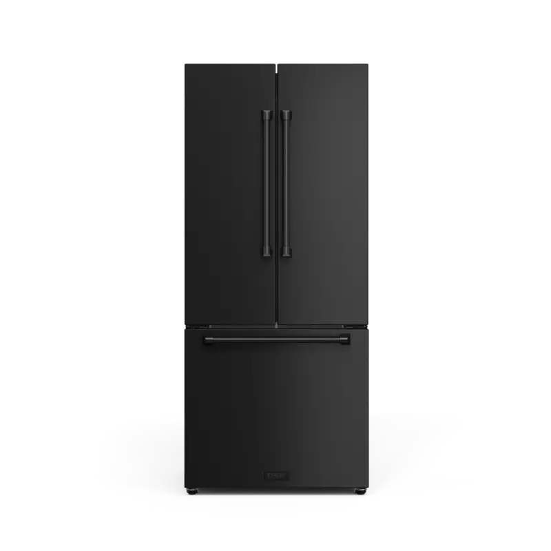 30 Inch 17.5 Cu Ft French Door Counter Depth Refrigerator With Ice Maker In Black Gordon Ramsay Series RF3017FFD00