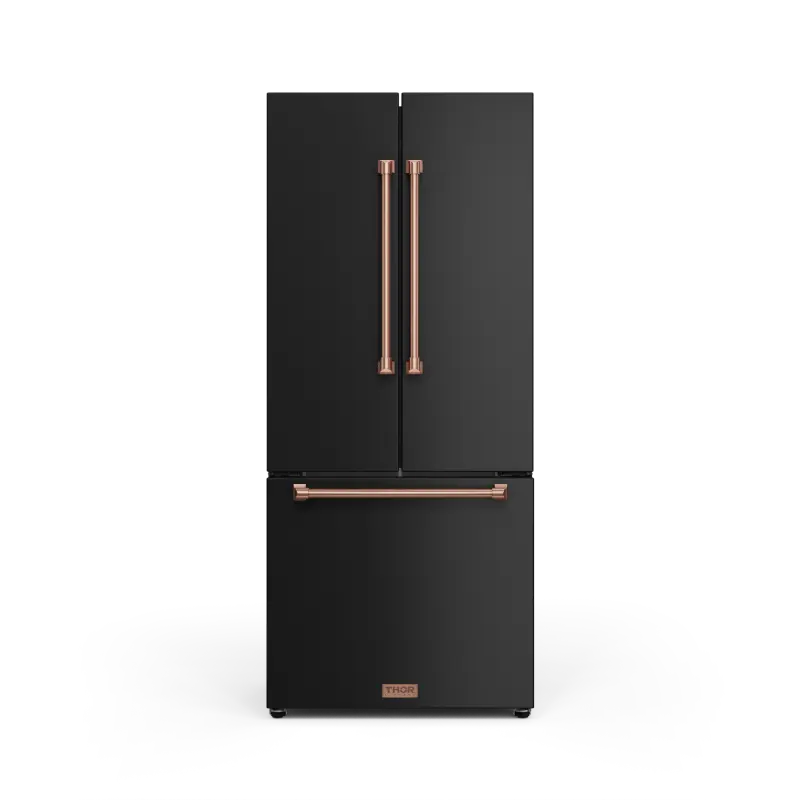 30 Inch 17.5 Cu Ft French Door Counter Depth Refrigerator With Ice Maker In Black/rose Gold Gordon Ramsay Series RF3017FFD00RSG