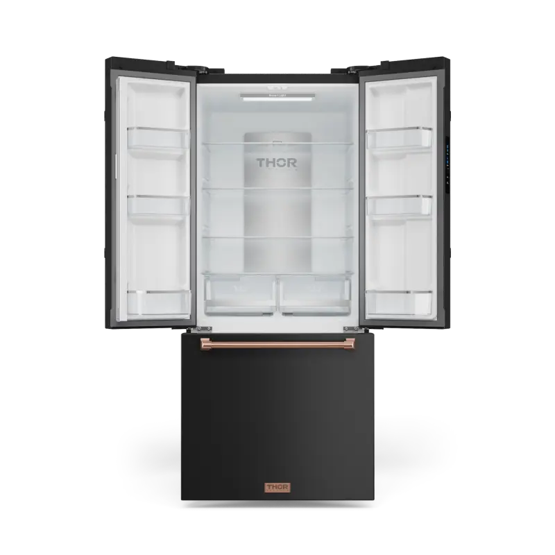 30 Inch 17.5 Cu Ft French Door Counter Depth Refrigerator With Ice Maker In Black/rose Gold Gordon Ramsay Series RF3017FFD00RSG