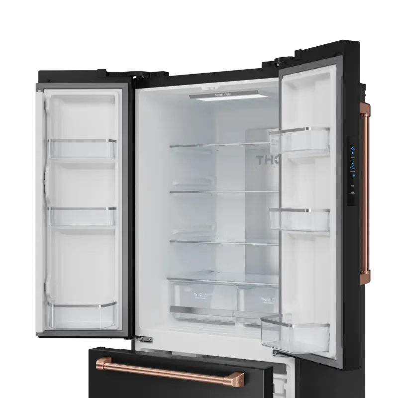 30 Inch 17.5 Cu Ft French Door Counter Depth Refrigerator With Ice Maker In Black/rose Gold Gordon Ramsay Series RF3017FFD00RSG