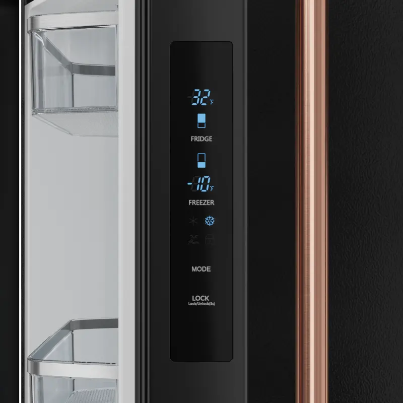 30 Inch 17.5 Cu Ft French Door Counter Depth Refrigerator With Ice Maker In Black/rose Gold Gordon Ramsay Series RF3017FFD00RSG