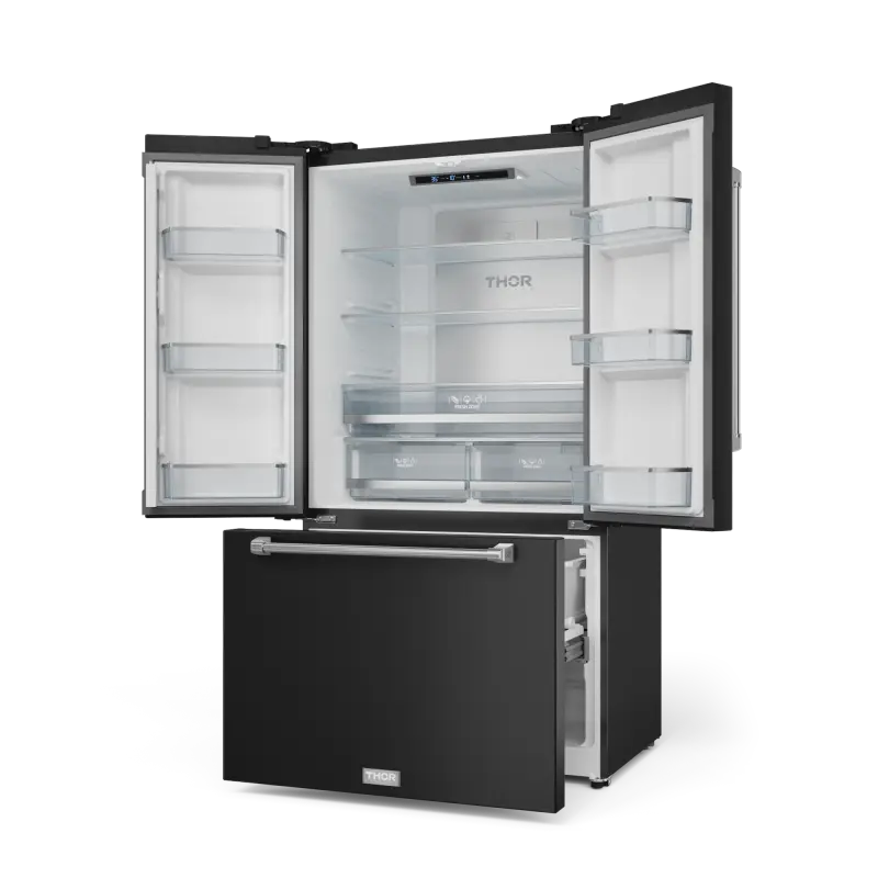 36 Inch 20.3 Cu Ft French Door Counter Depth Refrigerator With Ice Maker In Black/stainless Steel Gordon Ramsay Series RF3621CTD00SS