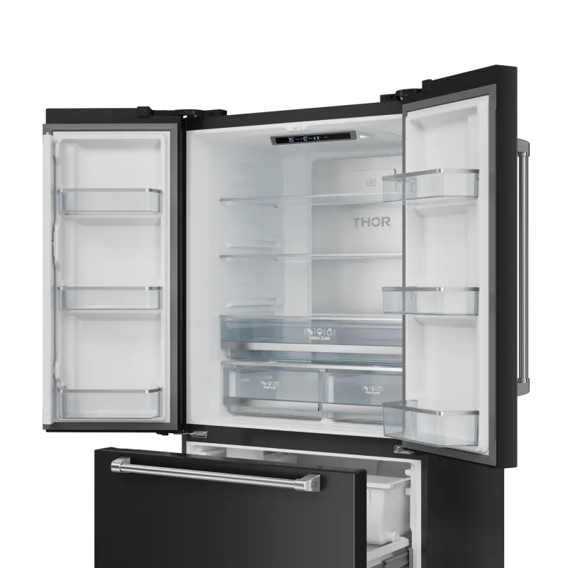 36 Inch 20.3 Cu Ft French Door Counter Depth Refrigerator With Ice Maker In Black/stainless Steel Gordon Ramsay Series RF3621CTD00SS