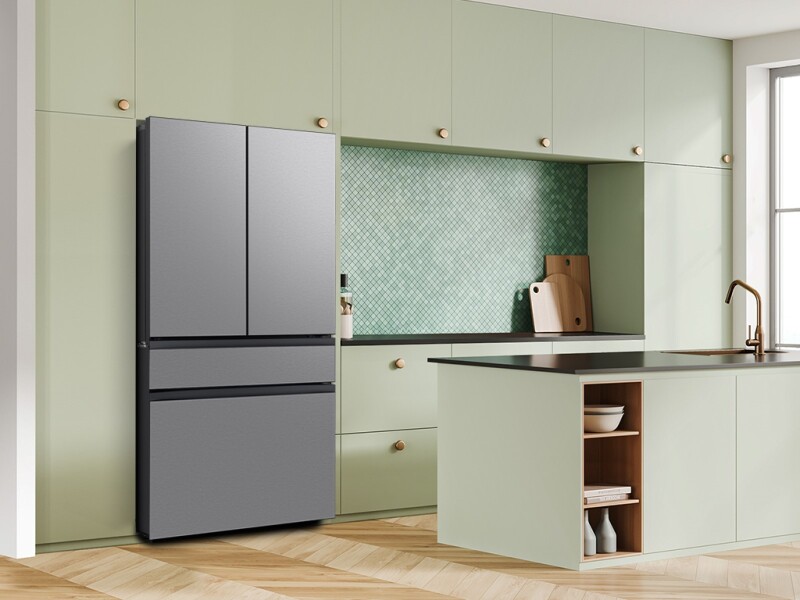 Bespoke 29 cu. ft. 4-Door French Door Refrigerator with Inner Beverage Center™ & FlexZone™ Drawer in Stainless Steel RF70F29DERAA