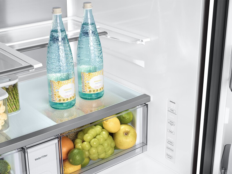 Bespoke 29 cu. ft. 4-Door French Door Refrigerator with Inner Beverage Center™ & FlexZone™ Drawer in Stainless Steel RF70F29DERAA