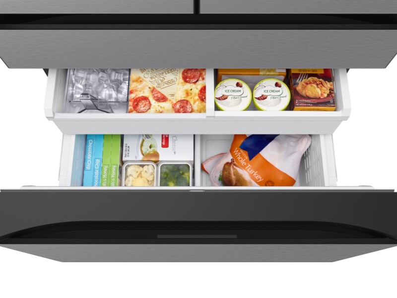 Bespoke 29 cu. ft. 4-Door French Door Refrigerator with Inner Beverage Center™ & FlexZone™ Drawer in Stainless Steel RF70F29DERAA