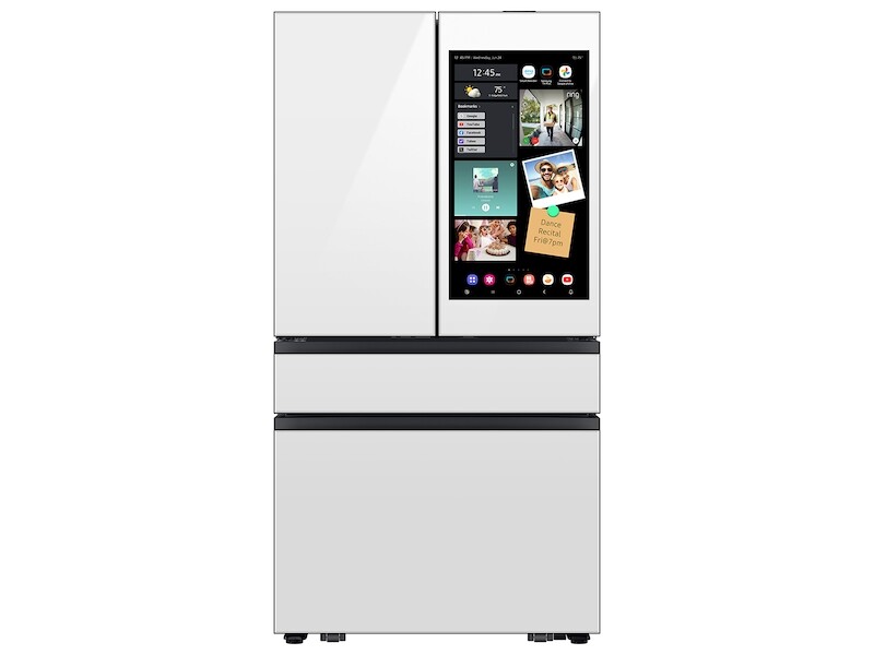 Bespoke 23 cu. ft. Counter Depth 4-Door French Door Refrigerator with AI Family Hub™+ AI Vision Inside™ in White Glass RF90F23AEWAA