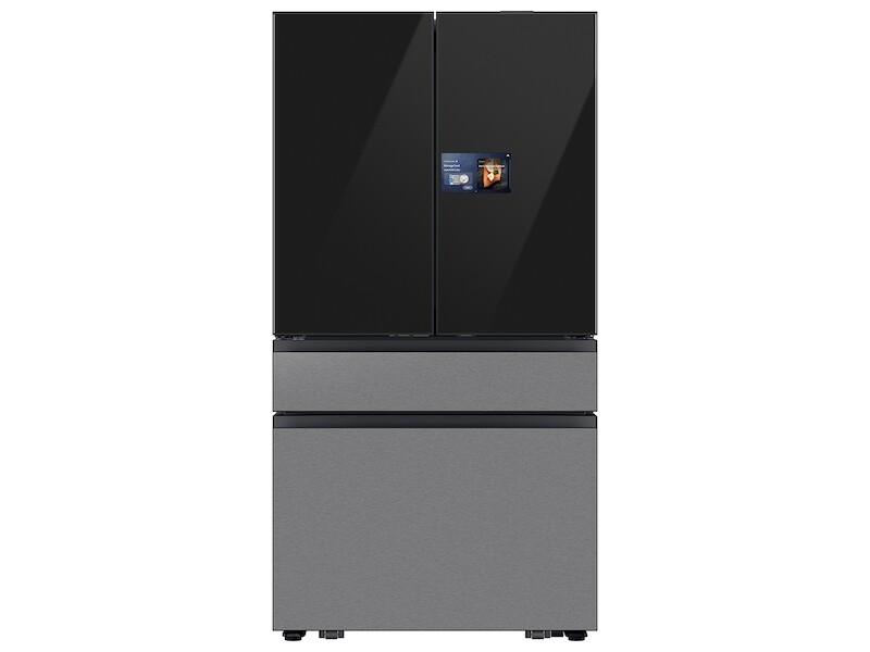 Bespoke 23 cu. ft. Counter Depth 4-Door French Door Refrigerator with AI Home & AI Vision Inside in Charcoal Glass and Stainless Steel RF90F23BECR