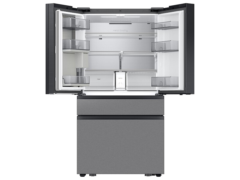 Bespoke 23 cu. ft. Counter Depth 4-Door French Door Refrigerator with AI Home & AI Vision Inside in Charcoal Glass and Stainless Steel RF90F23BECR