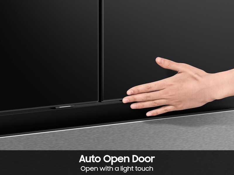 Bespoke 23 cu. ft. Counter Depth 4-Door French Door Refrigerator with AI Home & AI Vision Inside in Charcoal Glass and Stainless Steel RF90F23BECR