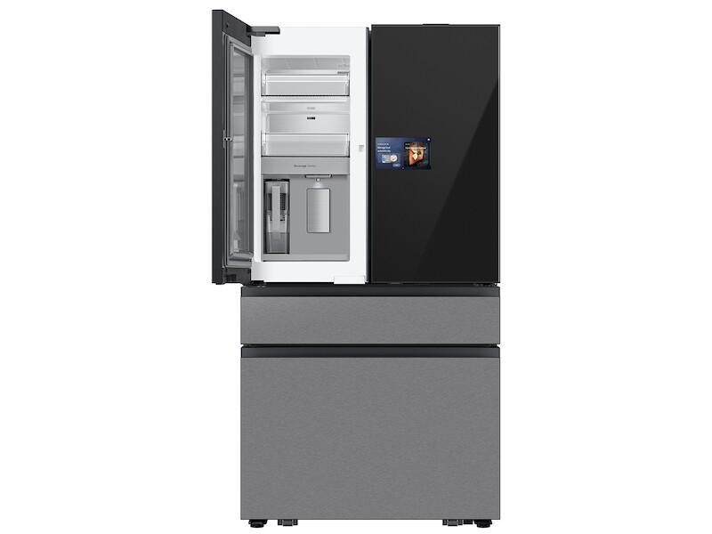 Bespoke 23 cu. ft. Counter Depth 4-Door French Door Refrigerator with AI Home & AI Vision Inside in Charcoal Glass and Stainless Steel RF90F23BECR