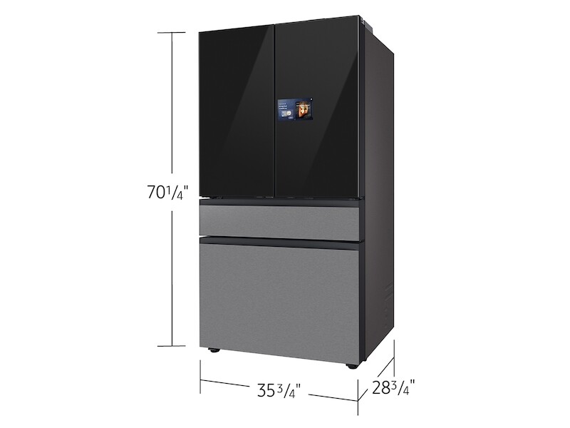Bespoke 23 cu. ft. Counter Depth 4-Door French Door Refrigerator with AI Home & AI Vision Inside in Charcoal Glass and Stainless Steel RF90F23BECR