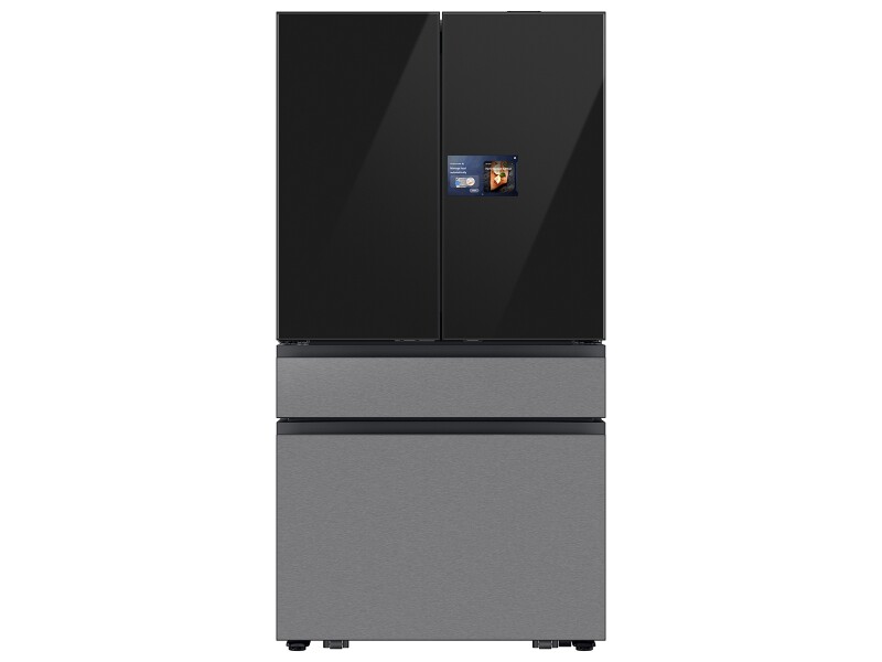 Bespoke 23 cu. ft. Counter Depth 4-Door French Door Refrigerator with AI Home & AI Vision Inside™ in Charcoal Glass and Stainless Steel RF90F23BECRAA