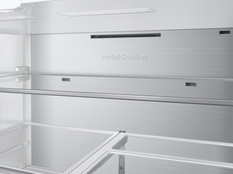 Bespoke 29 cu. ft. 4-Door French Door Refrigerator with AI Family Hub™+ & AI Vision Inside™ in Charcoal Glass and Stainless Steel RF90F29AECRAA