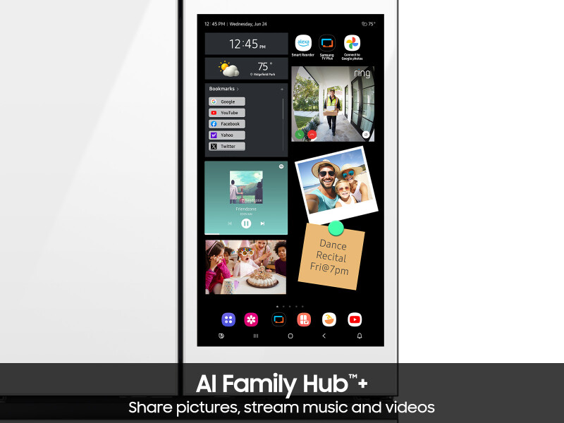 Bespoke 29 cu. ft. 4-Door French Door Refrigerator with AI Family Hub™+ & AI Vision Inside™ in White Glass RF90F29AEWAA