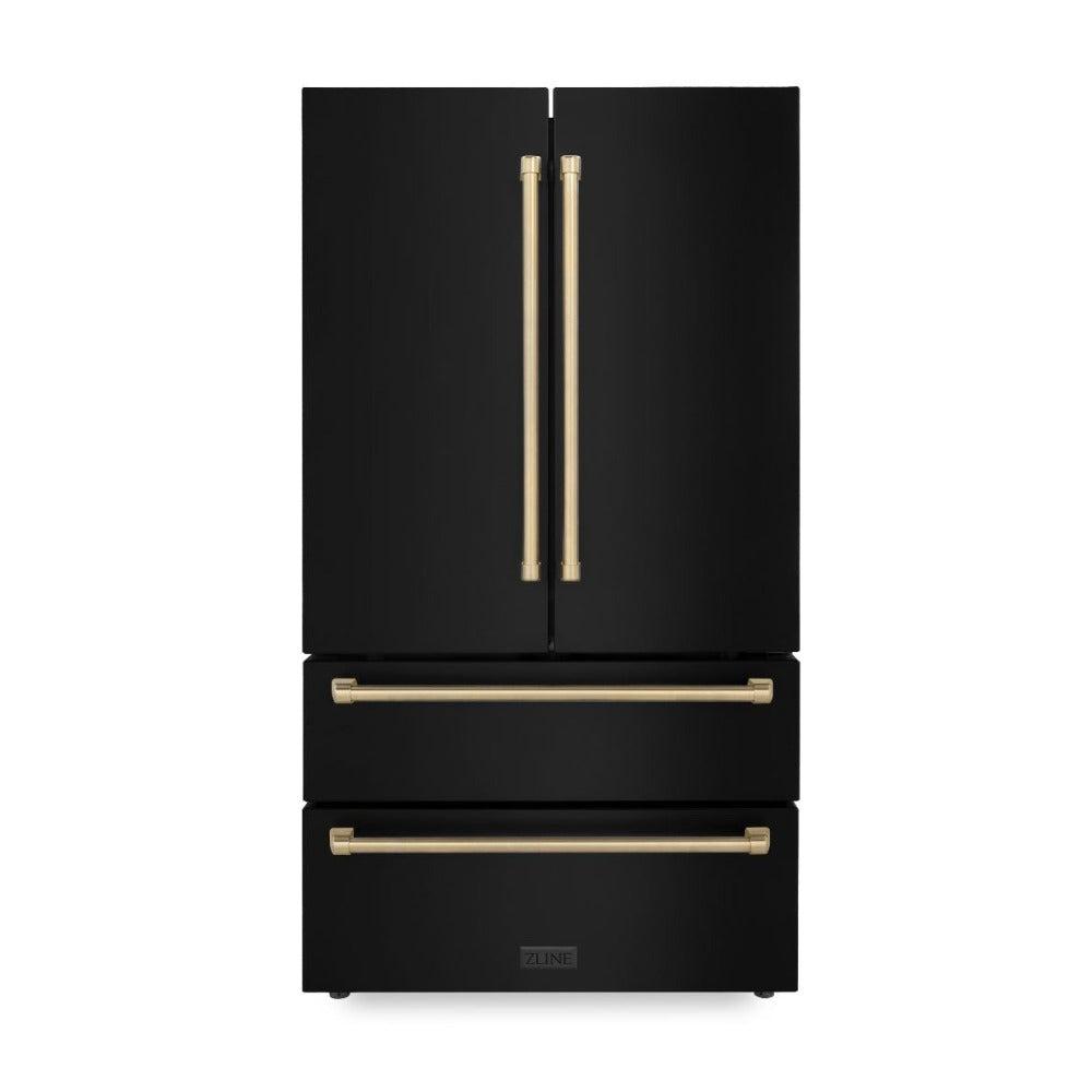 36" Autograph Edition 22.5 cu. ft Freestanding French Door Refrigerator with Ice Maker in Fingerprint Resistant with Accents (RFMZ-36-BS) - Champagne Bronze RFMZ36BSCB