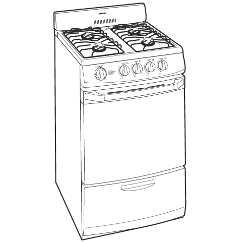 24" Free-Standing Gas Range RGA724PKWH