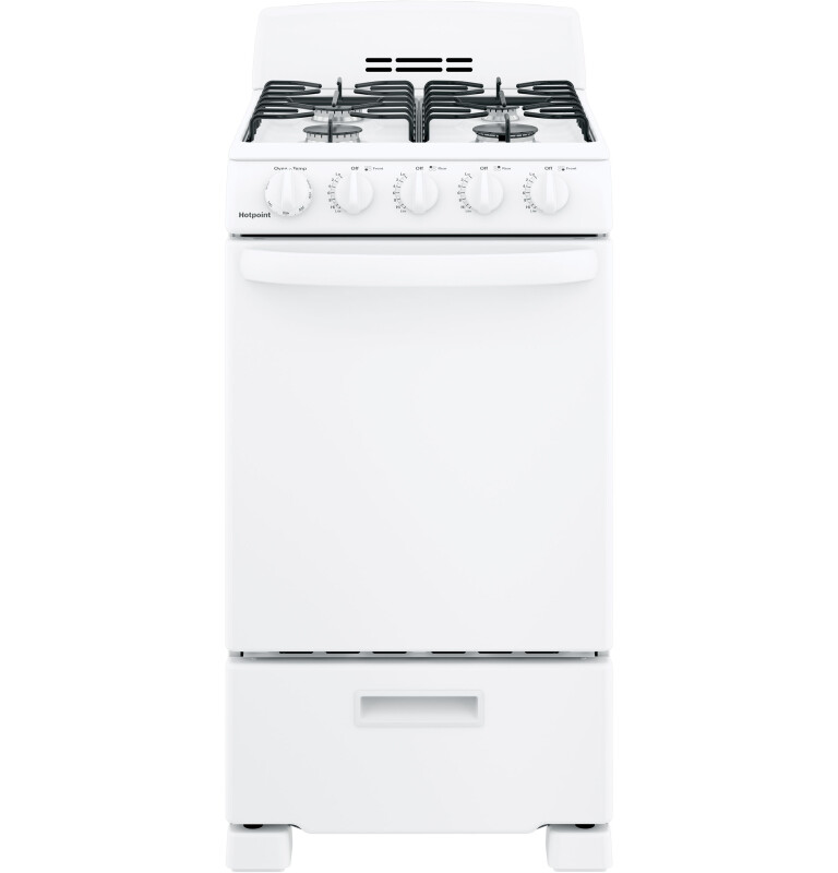Hotpoint® 20" Front-Control Free-Standing Gas Range with Sealed Burners RGAS200DMWW