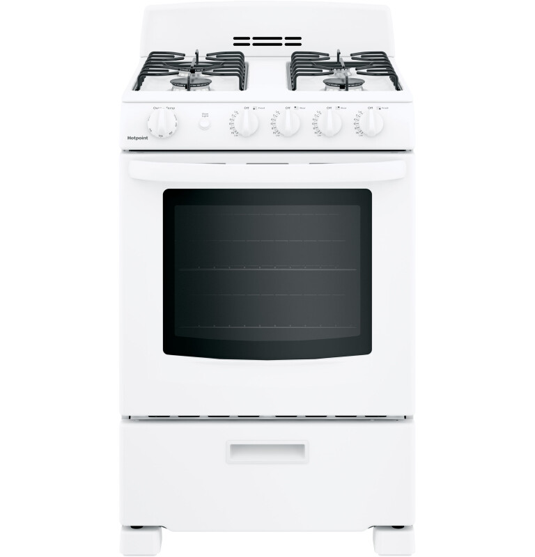 Hotpoint® 24" Front-Control Free-Standing Gas Range with Large Window RGAS300DMWW