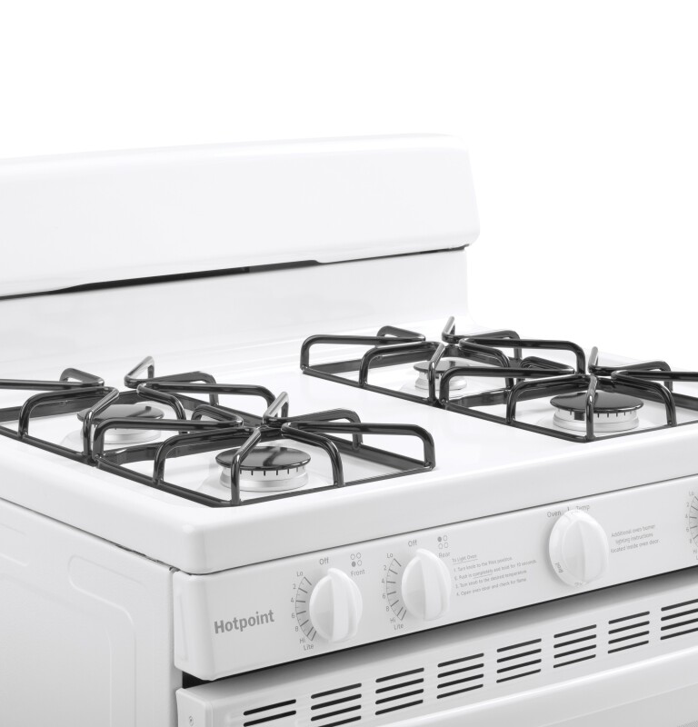 Hotpoint 30" Free-Standing Gas Range with Cordless Battery Ignition White RGBS200DMWW Picture 1