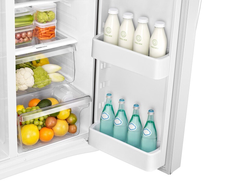 25 cu. ft. Side-by-Side Refrigerator with LED Lighting in White RS25J500DSG