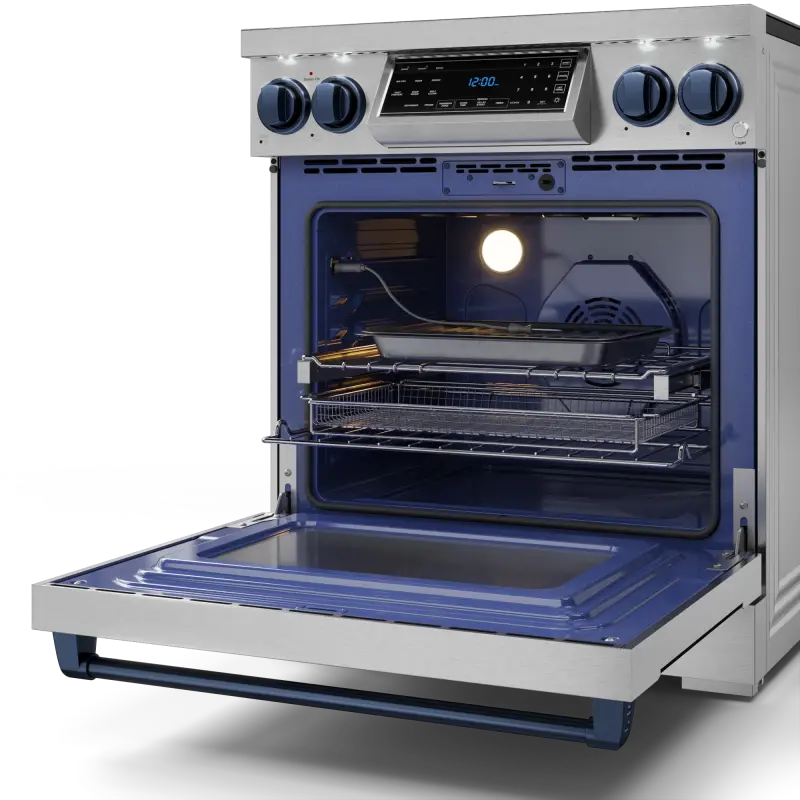 30 Inch Professional Electric Range With Tilt Panel Touch Control In Stainless Steel/navy Blue Gordon Ramsay Series RSE30BLU