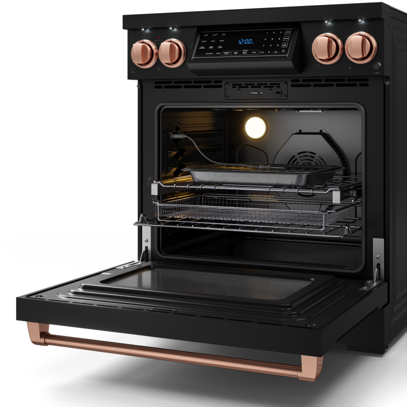 30 Inch Professional Electric Range With Tilt Panel Touch Control In Black/rose Gold Gordon Ramsay Series RSE30BRSG