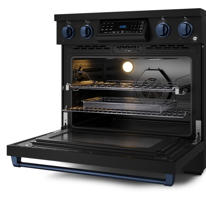 36 Inch Professional Electric Range With Tilt Panel Touch Control In Black/navy Blue Gordon Ramsay Series RSE36BBLU