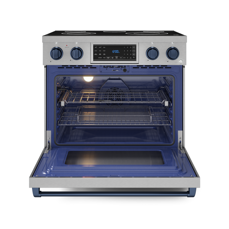 36 Inch Professional Electric Range With Tilt Panel Touch Control In Stainless Steel/navy Blue Gordon Ramsay Series RSE36BLU