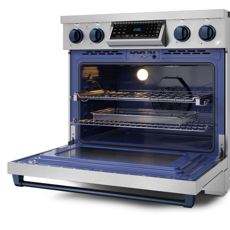 36 Inch Professional Electric Range With Tilt Panel Touch Control In Stainless Steel/navy Blue Gordon Ramsay Series RSE36BLU